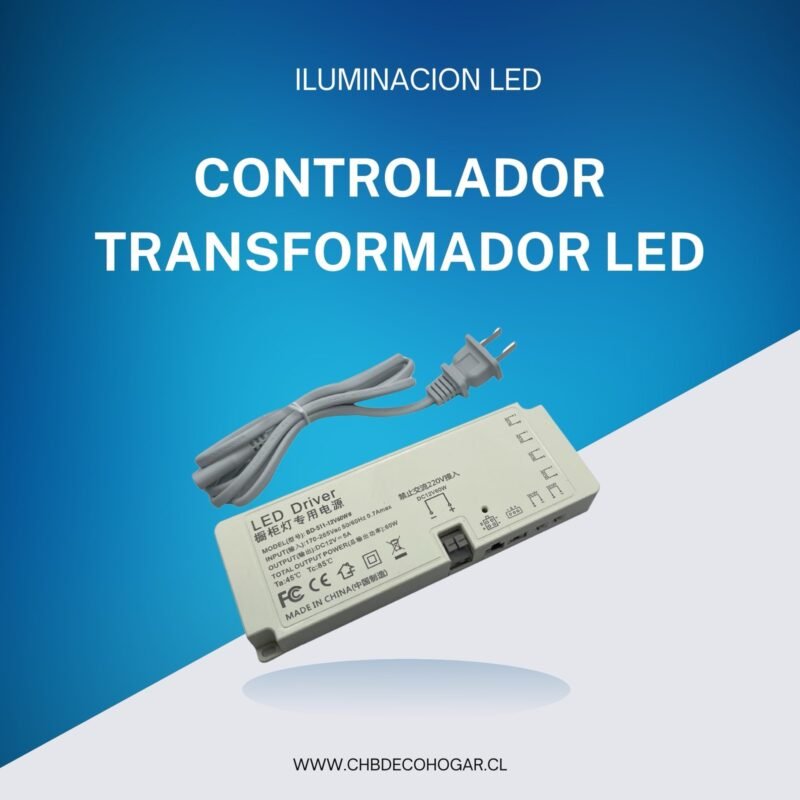 Transformador/Controlador 12VDC 60W. Especial para sensores de tira led. IP20