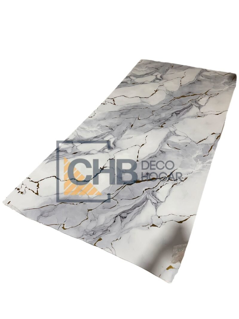Lámina Mármol PVC BLANCA GRIS DORADA UV