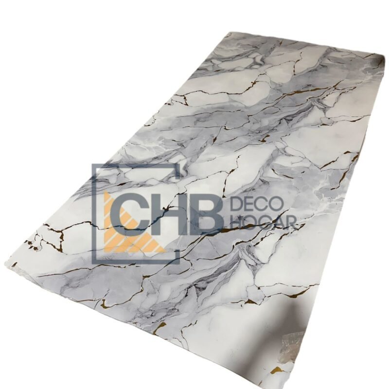 Lámina Mármol PVC BLANCA GRIS DORADA UV